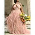 thumbnail image 1 of Lovelywholesale Women's Sexy Party Dress Gauze Flounce Plus Size Mesh Wedding Dress for Bride, 1 of 3