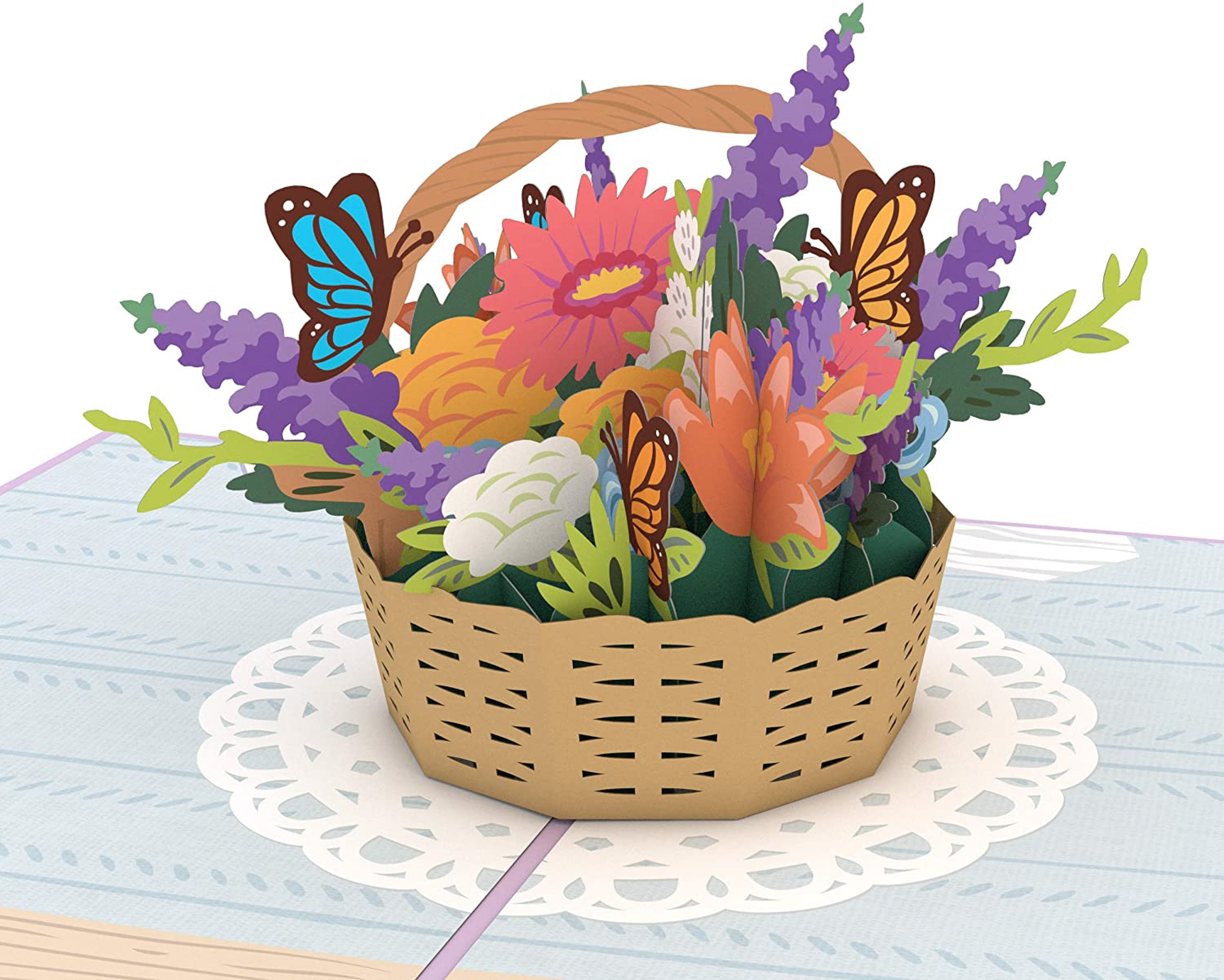 Lovepop Any Occasion Flower Basket Pop Up 3D Greeting Card, 5"x 7", Envelope Included