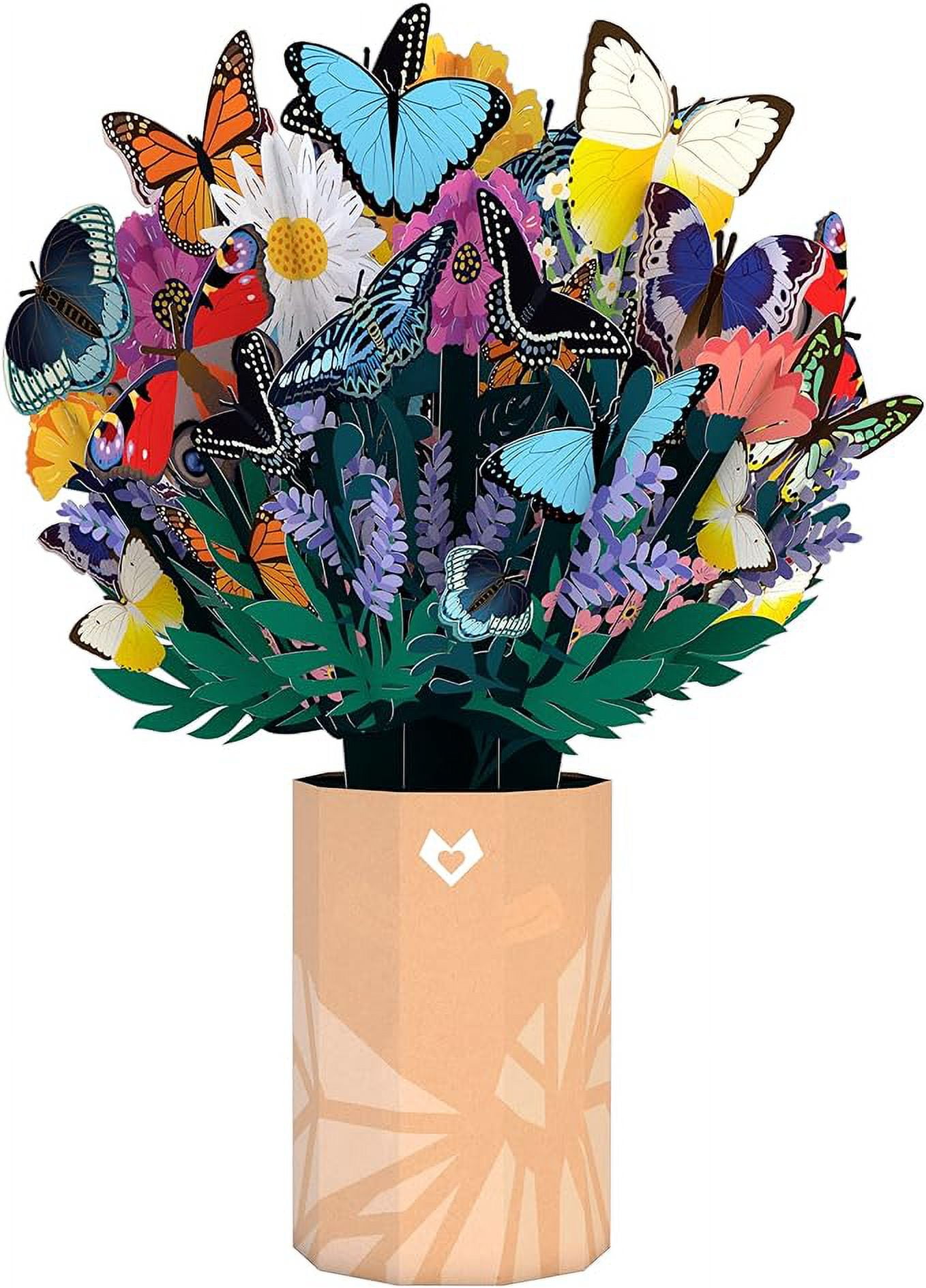 Lovepop Watercolor Roses and Butterflies Pop-Up Bouquet, 1025 x 75A, Paper Flower Bouquet, 3D Popup Paper Flower, Greeting Cards