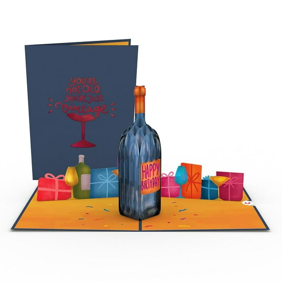 Lovepop Vintage Wine Birthday Pop Up 3D Greeting Card, 5" x 7", Envelope Included