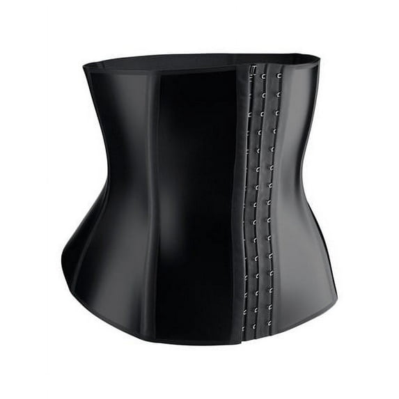 Lover-Beauty Women's Latex Underbust Corset Waist Training Cincher 9 Steel Boned Black color