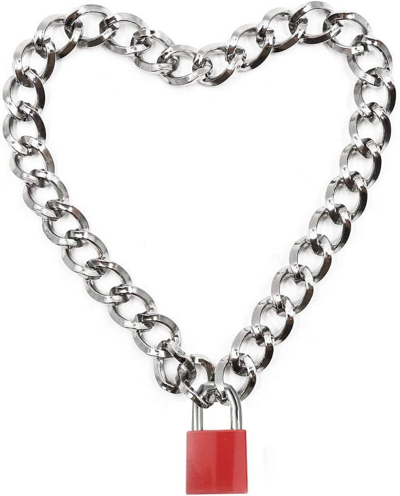 Stainless Steel Chain Big Padlock Necklace 925 Sterling Silver