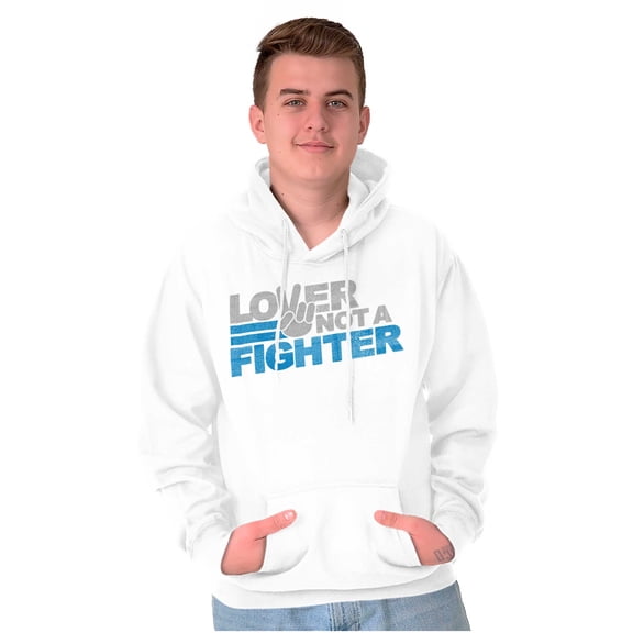 Lover Not Fighter Peace Love Friendly Hoodie Sweatshirt Women Men Brisco Brands L