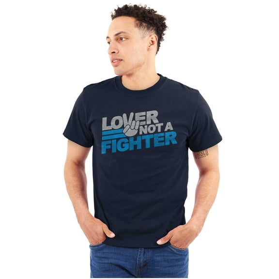 Lover Not Fighter Peace Love Friendly Men's Graphic T Shirt Tees Brisco Brands M