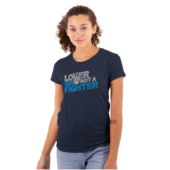Lover Not Fighter Peace Love Friendly Womens Slim Fit Graphic Tee Brisco Brands L
