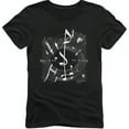 Lover's Black TShirt with Guitar Strings and Piano Keys Musical Notes