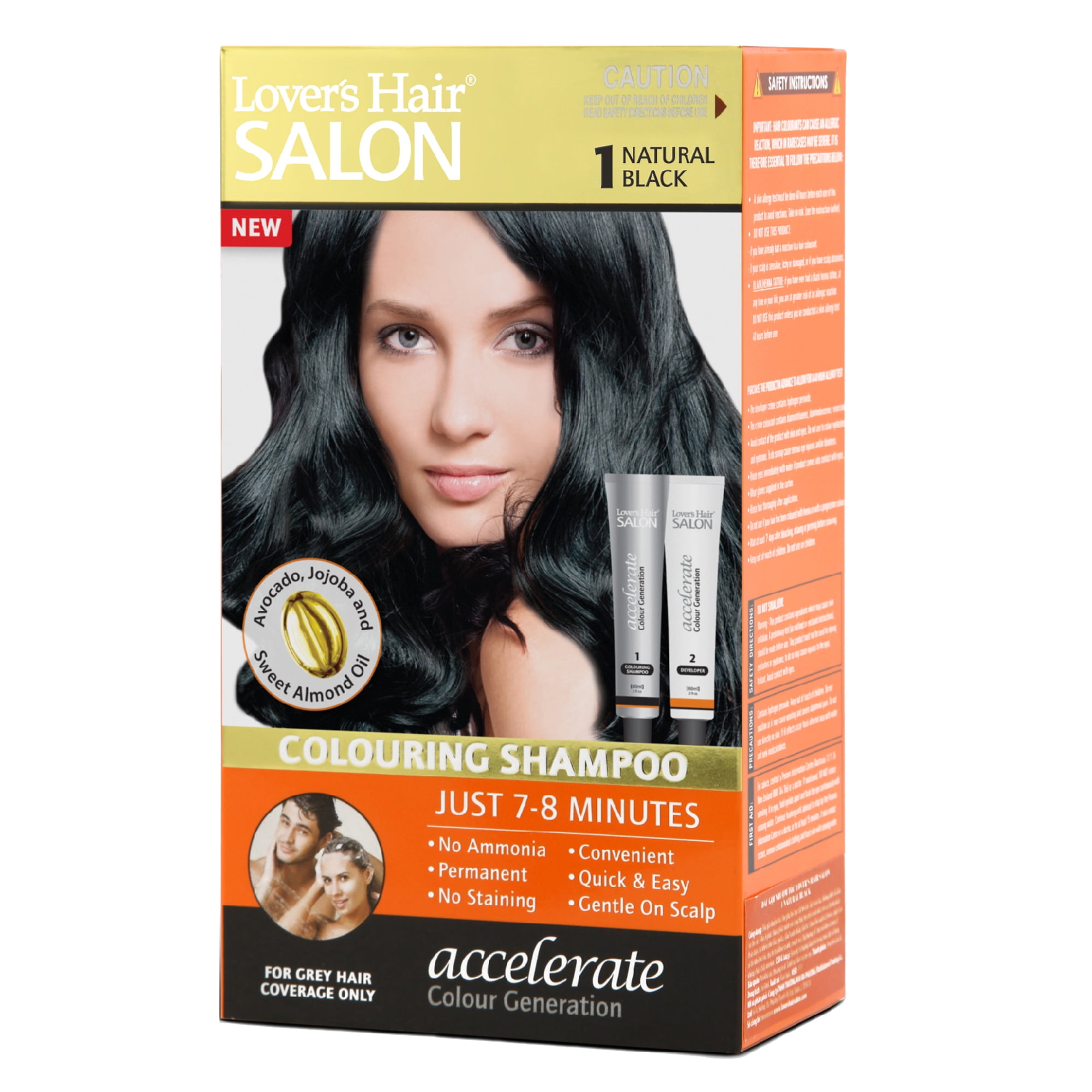 Lover's Hair Salon- Colouring Shampoo - 2x2.0 oz(2x60ml) - Natural Black