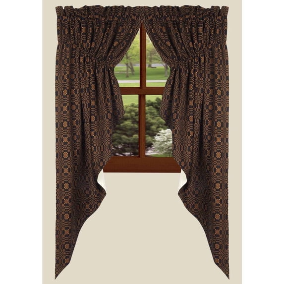 Lover's Knot Jacquard Prairie Gathered Curtains - 72x63