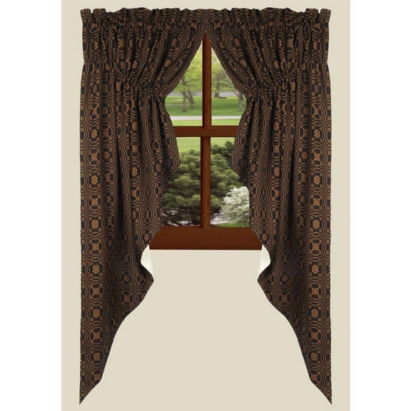 Lover's Knot Jacquard Prairie Gathered Curtains - 72x63