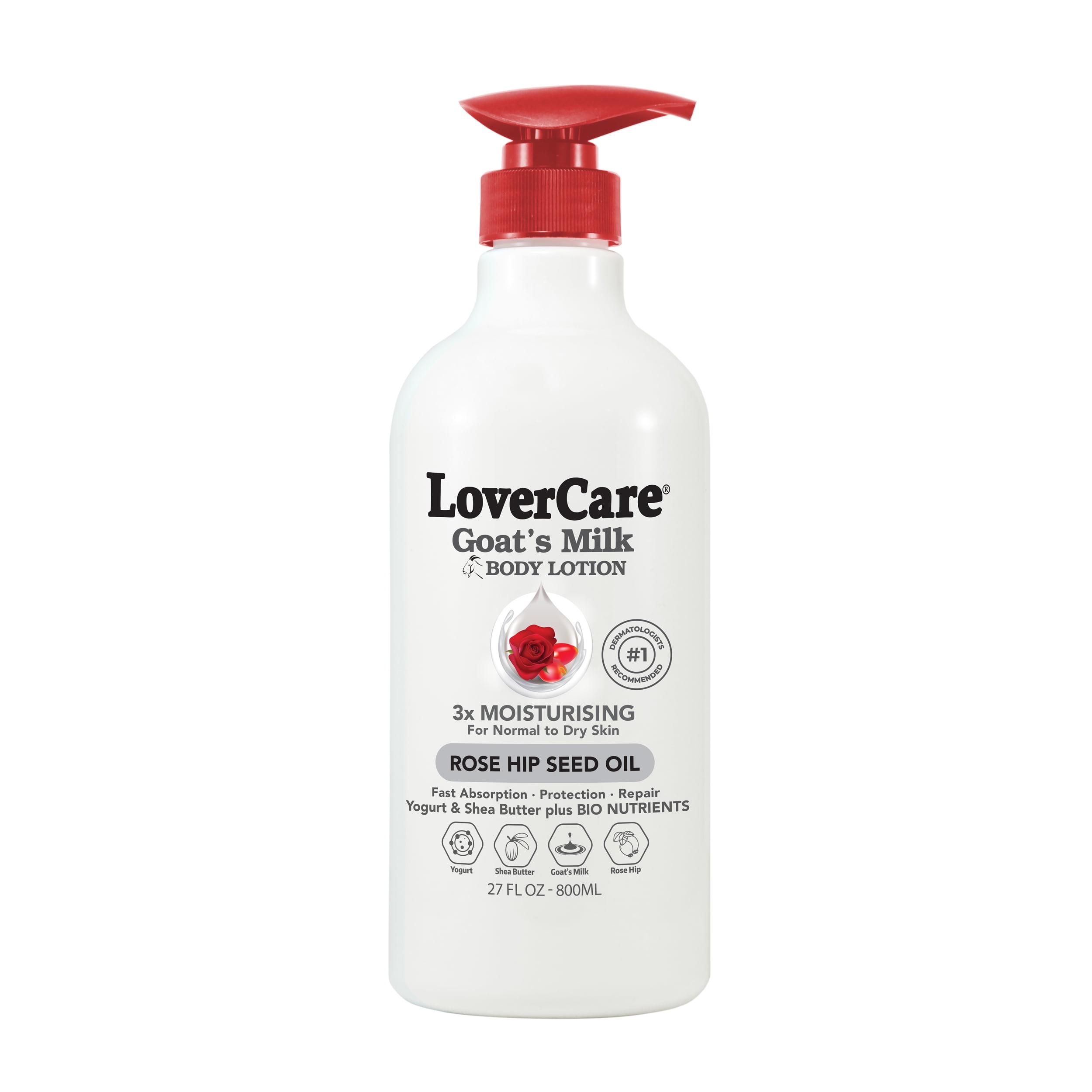 LoverCare Goat's Milk Body Lotion 27 fl oz (800ml) Rose Hip Seed Oil