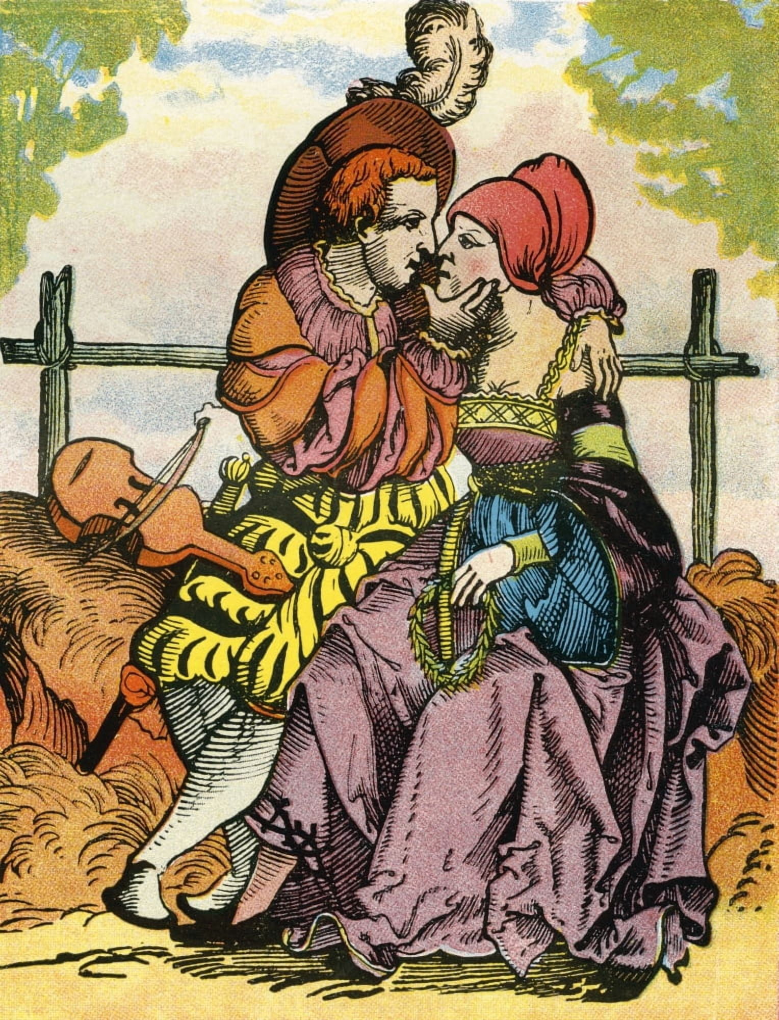 The Lovers after a 16th century woodcut From Illustrierte Sittengeschichte vom Mittelalter bis zur Gegenwart by Eduard Fuchs published 1909 Canvas Art - Ken Welsh Design Pics (12 x 16)