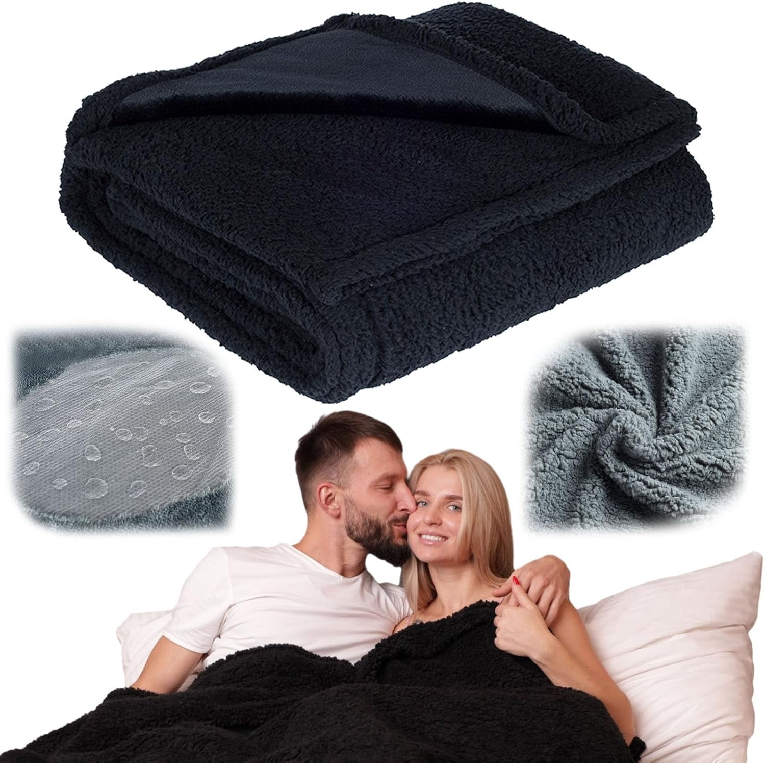 Lovers Blanket Waterproof, 100% Waterproof Sheet Blanket for Bed Sex, Reusable and Washable Sheets and Mattress Protector (Black, XS (20" × 28"))