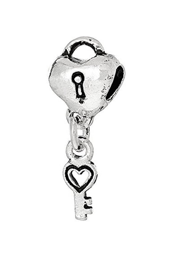 Lovers Lock and Key Charm Spacer Bead For Snake Chain Bracelet