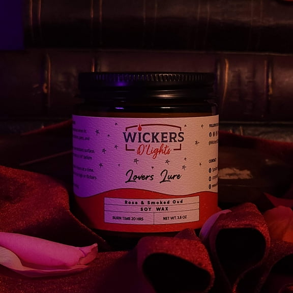 Lovers Lure Soy Candle - Smoked Oud & Rose Scent | Floral Romance | Luxury Aromatic Experience | 3.8oz