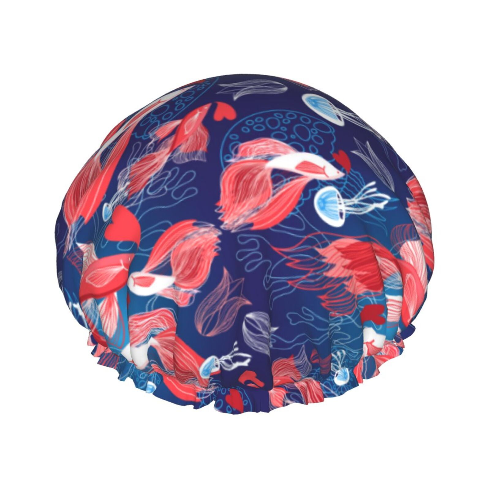 Lovers Red Fish Jellyfish Shower Cap for Women Shower Caps for Women