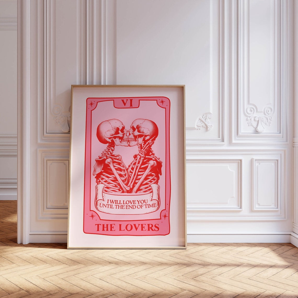 Lovers Tarot Card Apartment Funky Pink Trendy Poster, Bedroom And ...