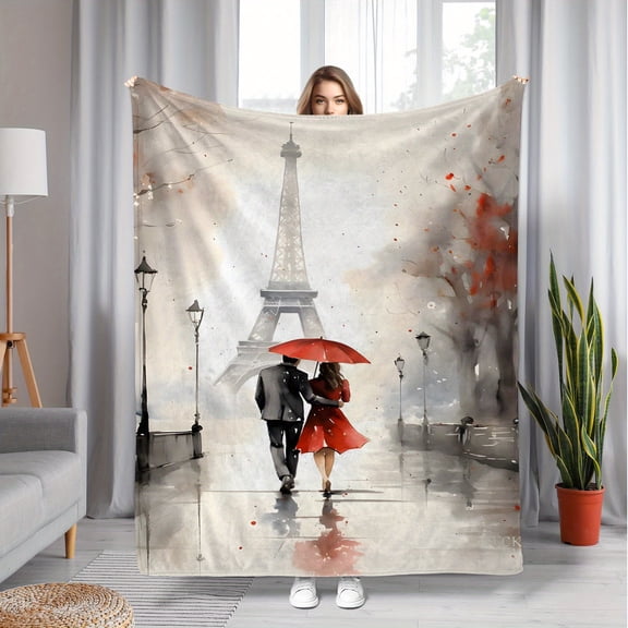 for Lovers Walking in the Rain A Fleece Blanket for People with the Same Memories Digital Print Soft Comfortable for Luxurious Texture Ideal Choice for Christmas and Halloween Gifts