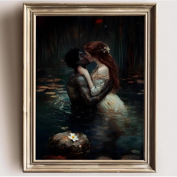 Lovers Wall Art Print, Dark Academia, Lake, Goth Moody Victorian ...