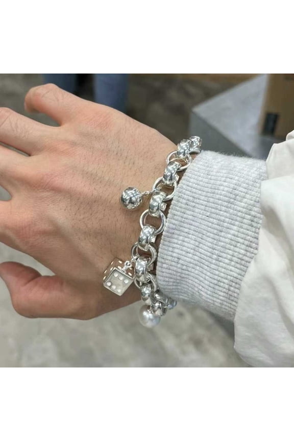 Lovers Wild Commuter Sterling Silver Pearl Dice 8 Ball Bracelet