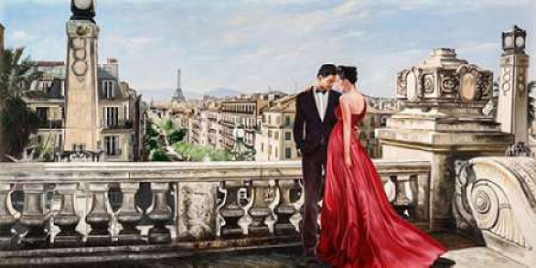 Lovers in Paris Canvas Art - Pierre Benson (10 x 20)