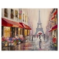 thumbnail image 1 of Lovers in Paris Eiffel Tower' Cityscapes Painting Print on Wrapped Canvas - Brown, 1 of 5