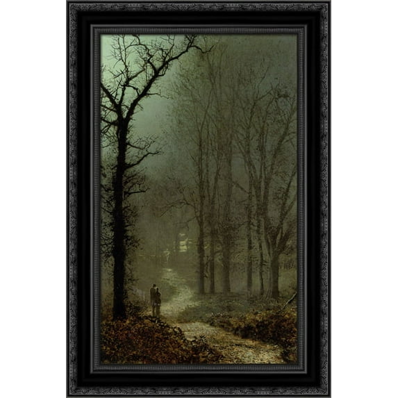 Lovers in a wood 18x24 Black Ornate Wood Framed Canvas Art by Grimshaw, John Atkinson
