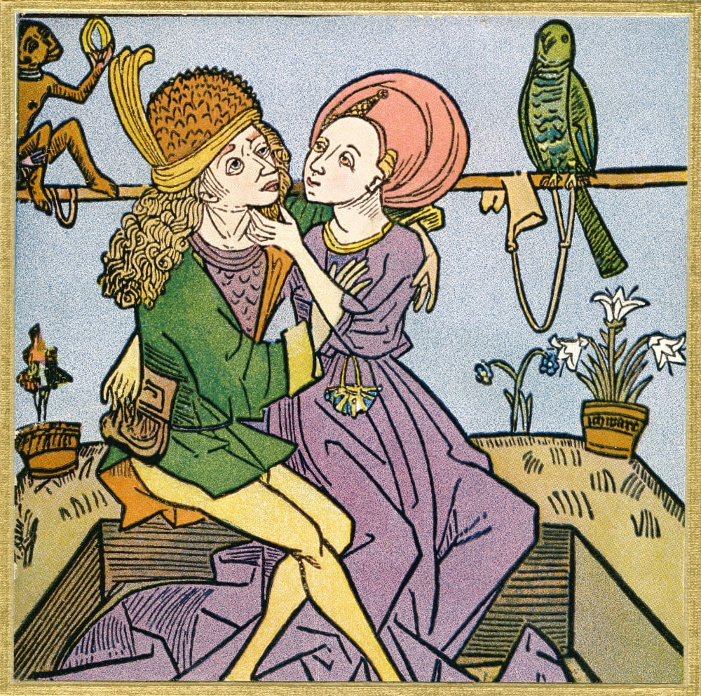 Lovers in the middle ages From Illustrierte Sittengeschichte vom Mittelalter bis zur Gegenwart by Eduard Fuchs published 1909 Canvas Art - Ken Welsh Design Pics (24 x 24)
