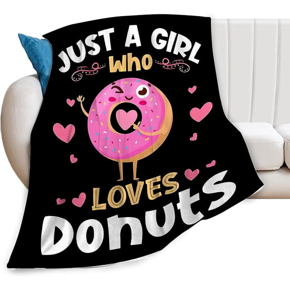 Who Loves Donuts Blanket Soft Warm Cozy Sweet Donut Blankets for men Women Fuzzy Plush Blanket Fleece Lightweight Flannel Kid Adults Gift for Bed Couch Sofa 60"x50"