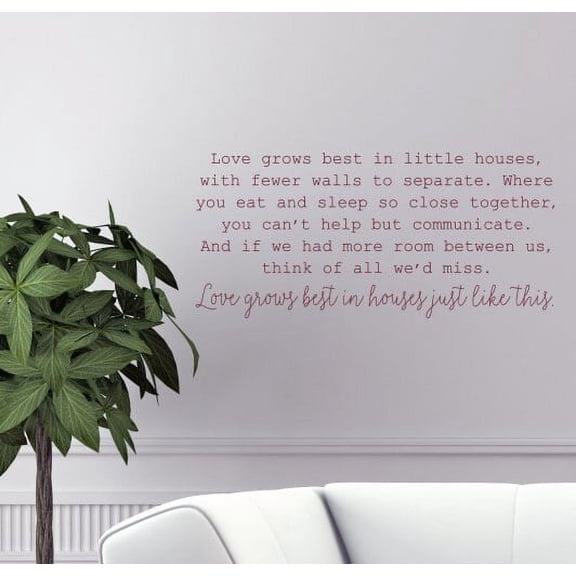 Loves Grows Best Little Houses Kitchen Wall Art Decals Sticker Quotes 23x11-Inch Burgundy