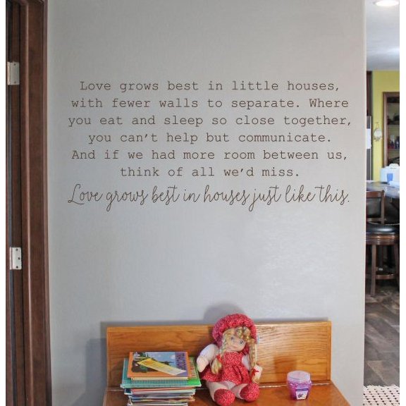 Loves Grows Best Little Houses Kitchen Wall Art Decals Sticker Quotes 36x17-Inch Chocolate Brown