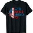 thumbnail image 1 of Loves Jesus and America Too US Flag God Christian T-Shirt,Black, 1 of 6