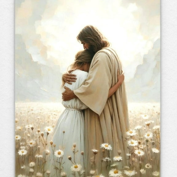 He Loves You, Christian Painting, Jesus Hugging Girl, Picture Of Jesus, Bible Wall Art, Jesus Poster, Jesus With Woman, Jesus Art UNFRAMED PAPER POSTER, Home Decor, Vintage Gift, Living Room Dercor
