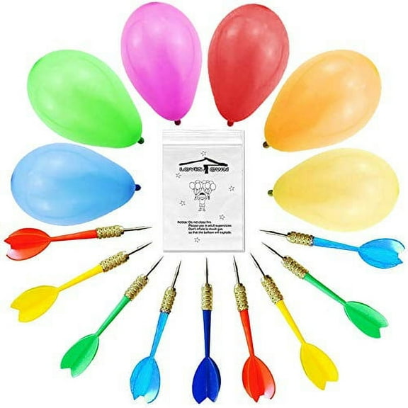 LovesTown Carnival Games Darts Balloons, 500PCS Circus Decorations Christmas Balloons Water Balloons with 10PCS Darts for Carnival Party Supplies