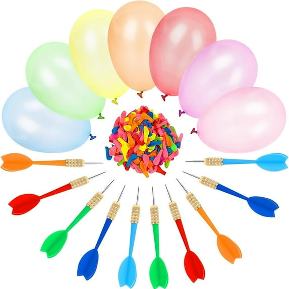 LovesTown Carnival Games Darts, 500Pcs Circus Decorations, Christmas Balloons, Water Balloons with 10Pcs Darts for Carnival Party Supplies