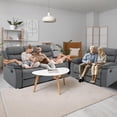 thumbnail image 1 of Loveseat and 3 seater sofa  Manual Recliner Sofa Set for Adults, Adjustable Reclining Living Room Couch with Storage Pockets, Dark Grey Home Theater Furniture, 1 of 7