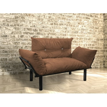 Loveseat Accent Sofa Couch, 2-Seat Sofa Chair with Upholstered Cushion & Armrest for Living Room Bedroom, Easy to Assemble, Brown