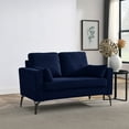 thumbnail image 1 of Loveseat Corduroy Upholstered Sofa with Square Arms and Tight Back, Modern 2 Seat Couch with Two Small Pillows and Metal Legs for Living Room Apartment Office, Navy, 1 of 8