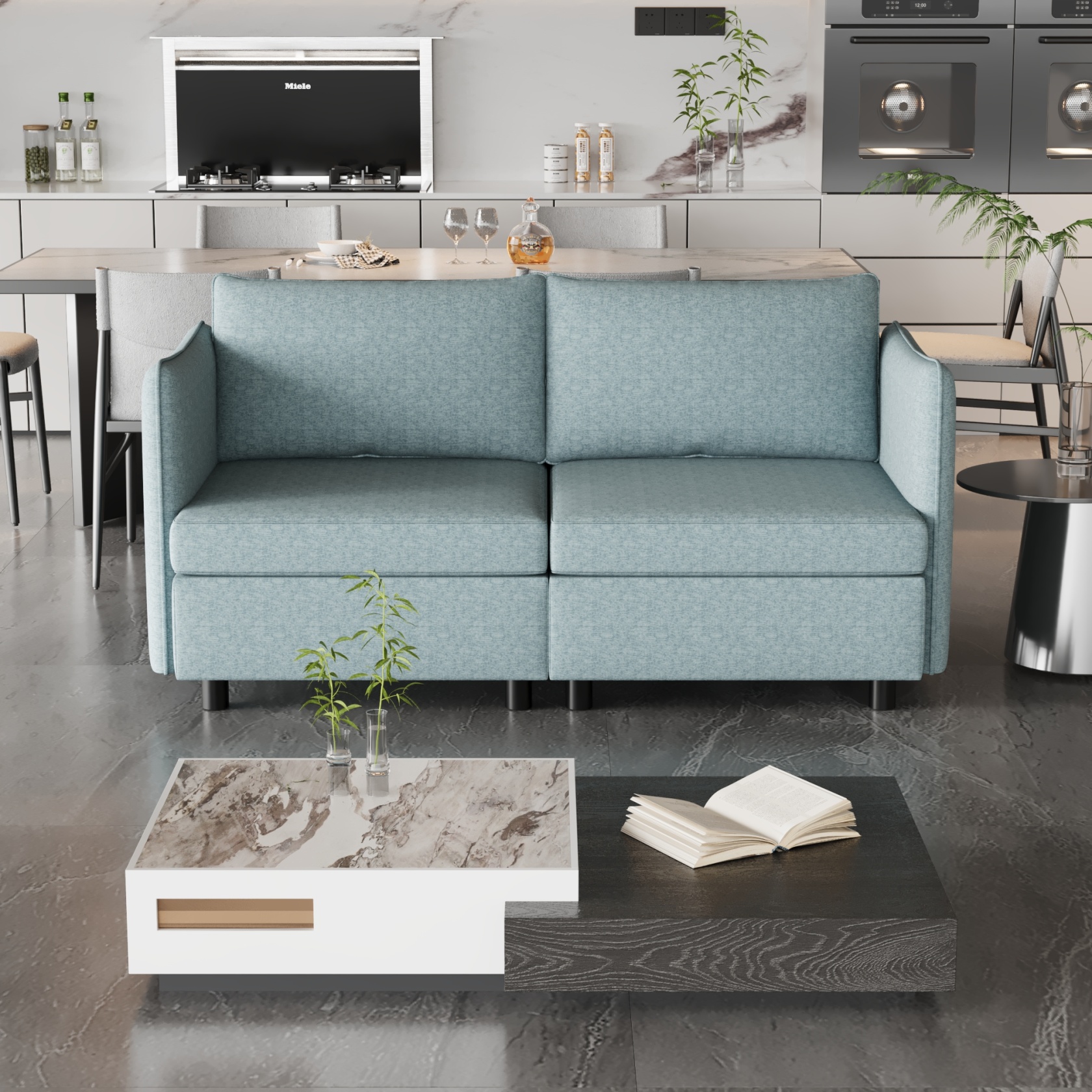 Loveseat Couches, 2 Seater Modern Sofa Couch with Storage Space,Cloud ...