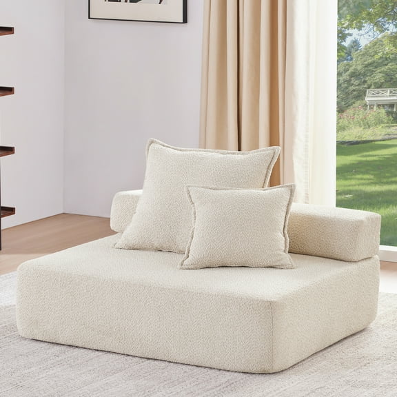 Loveseat Frame for Oversized Modular U Shaped Sectional Sofa,Luxury Boucle Floor Couch for Living Room, Beige