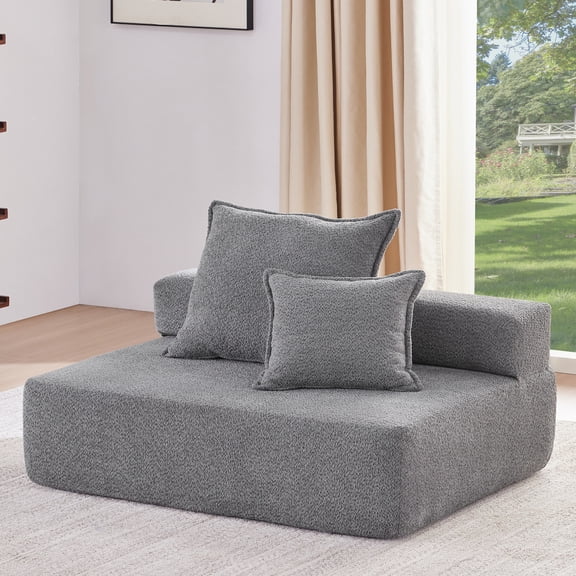 Loveseat Frame for Oversized Modular U Shaped Sectional Sofa,Luxury Boucle Floor Couch for Living Room, Gray