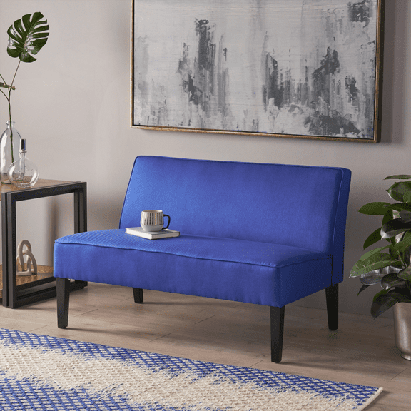 Loveseat - Linen/Modern/Small Space for Living Room - Black