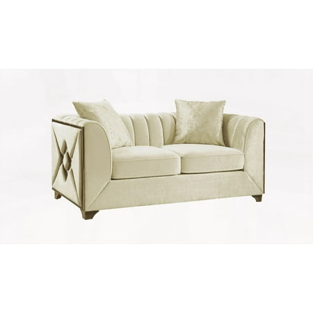 Loveseat - Linen Modern Style - Small Space Easy Assembly for Living Room