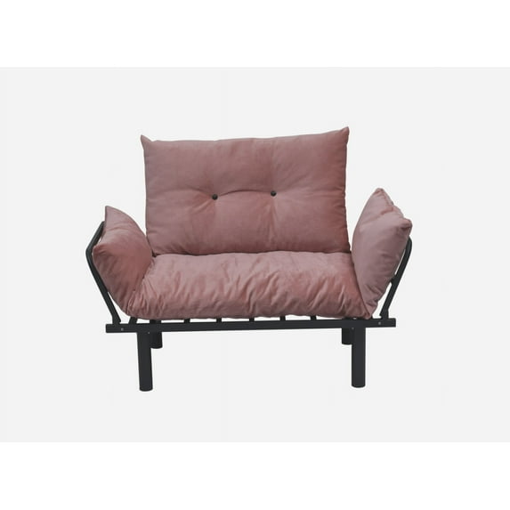 Loveseat with Metal Frame,Modern Small Couch with Tufted Upholstered Fabric,Comfy Couches for Living Room, Leisure Furniture with adjustable Backrest for Dorm,Office,and Apartment,Pink