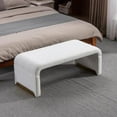 thumbnail image 1 of Loveseat Ottoman, Fabric Footstool Shoe Bench With Gold Metal Legs,Modern Bedroom Bench for Bedroom Hallway,Ivory, 1 of 7