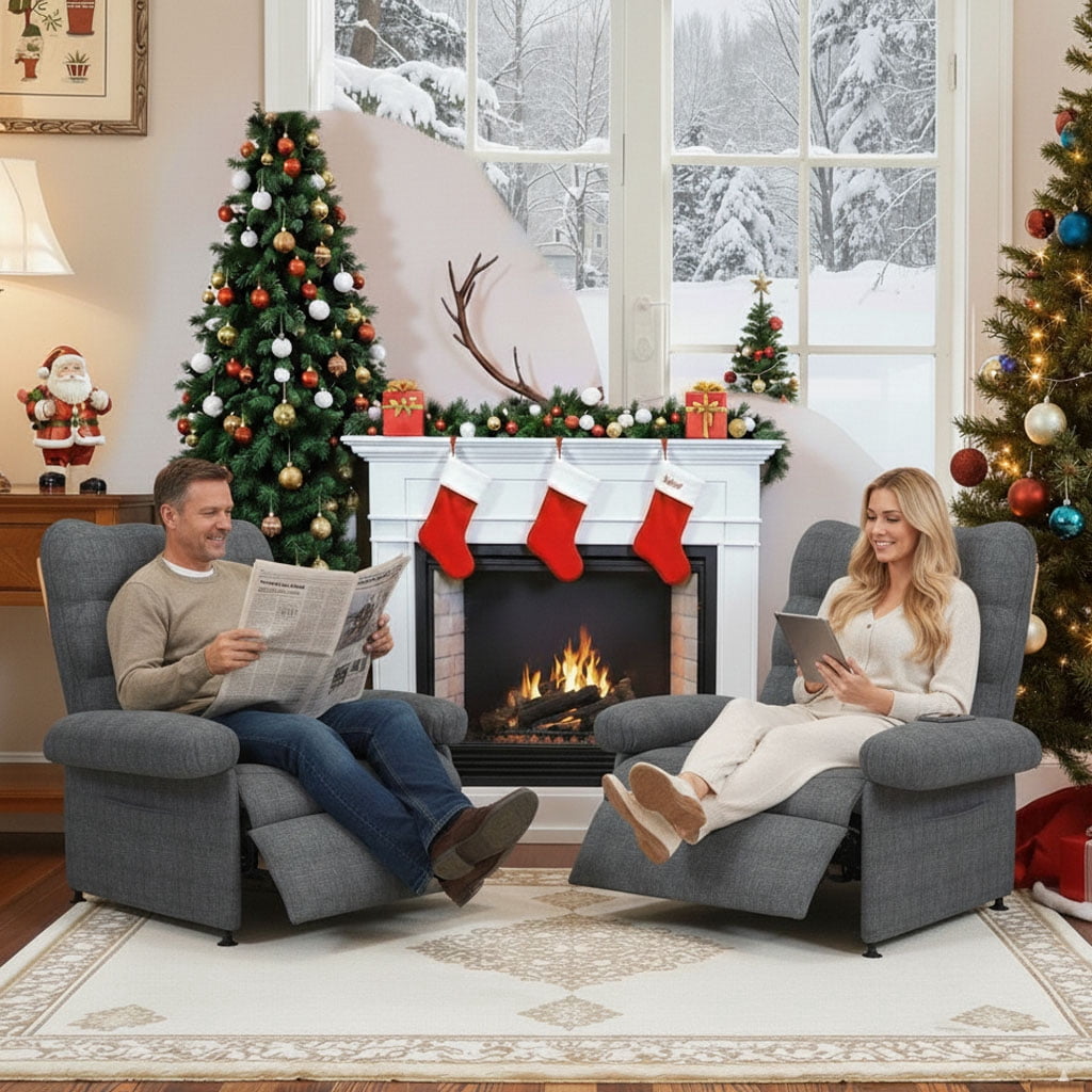 Loveseat Recliner, 2 Seat Electric Reclining Loveseat with Remote Control and Side Pocket for Adults and Elderly, Ergonomic Lounge Sofa for Living Room Home Theater, Gray