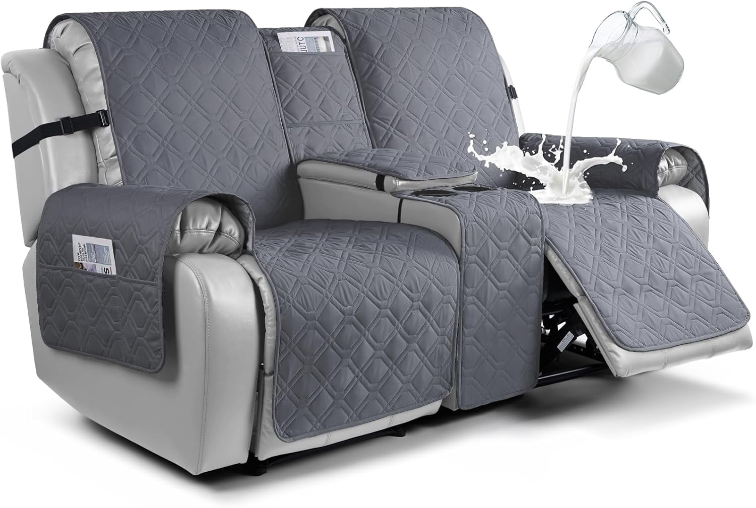 Loveseat Recliner Cover with Console 100% Waterproof Sofa Slipcovers ...