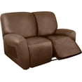 thumbnail image 1 of Loveseat Recliner Cover Leather Recliner Loveseat Covers Recliner Sofa Cover for 2 Seater Reclining Couch Spandex Fabric Washable 6 Pieces (2 Seater, 01 Brown), 1 of 13