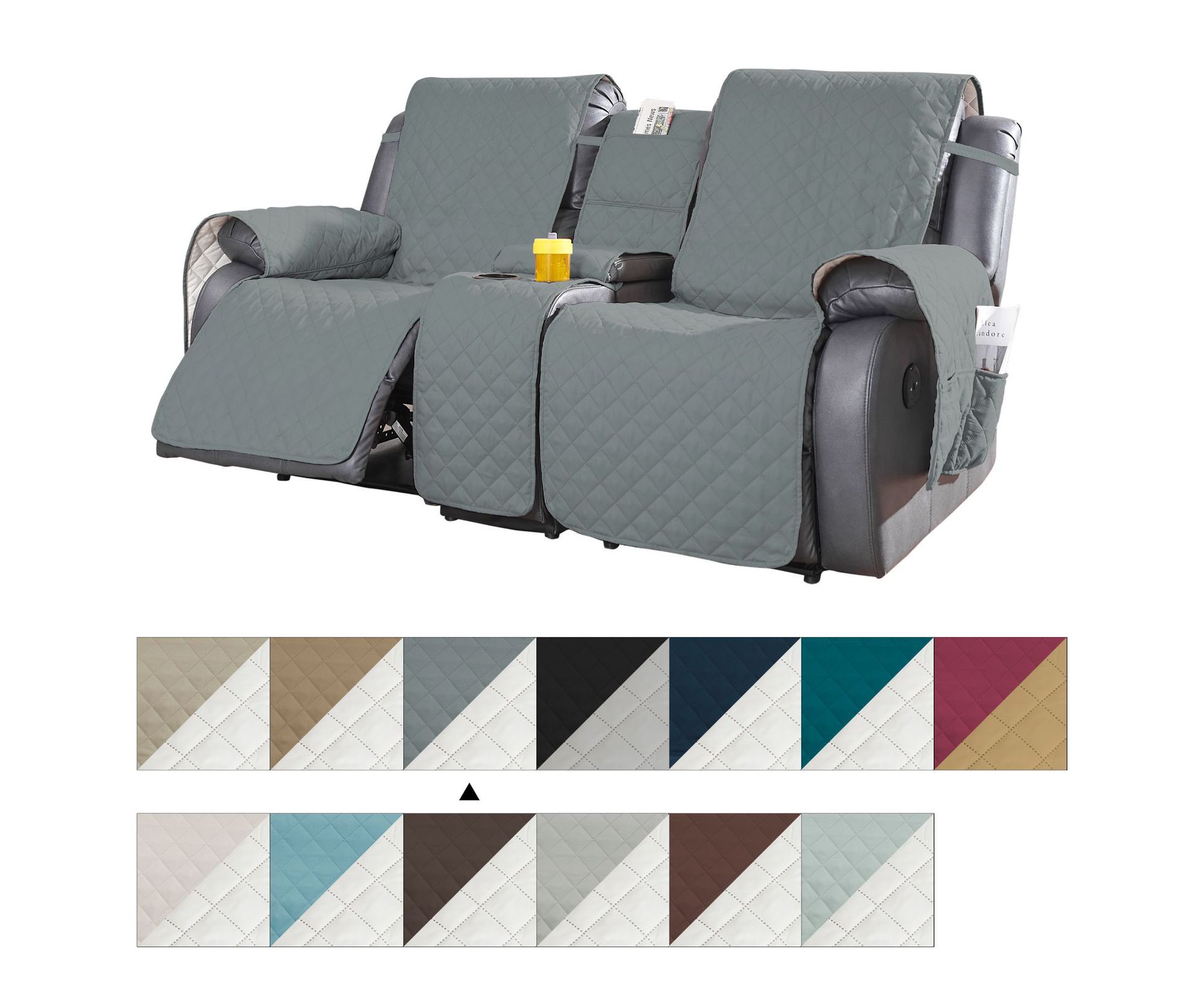 Loveseat Recliner Cover with Console Waterproof Sofa Slipcovers Non ...