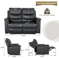 thumbnail image 1 of Loveseat Recliner, Double Recliner with Adjustable Footrest/Cup Holder/Side Pocket, RV Wall Hugger Reclining Loveseat, 2-Seater Reclining Sofa Couch for Living Room & Home Theater, 1 of 8