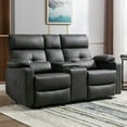 thumbnail image 1 of Loveseat Recliner, Power Double Recliners Loveseat, Electric Reclining Loveseat with Heat and Massage, Leather Reclining Loveseat with Console, Cup Holders, Lumbar Support for Living Room, 1 of 7